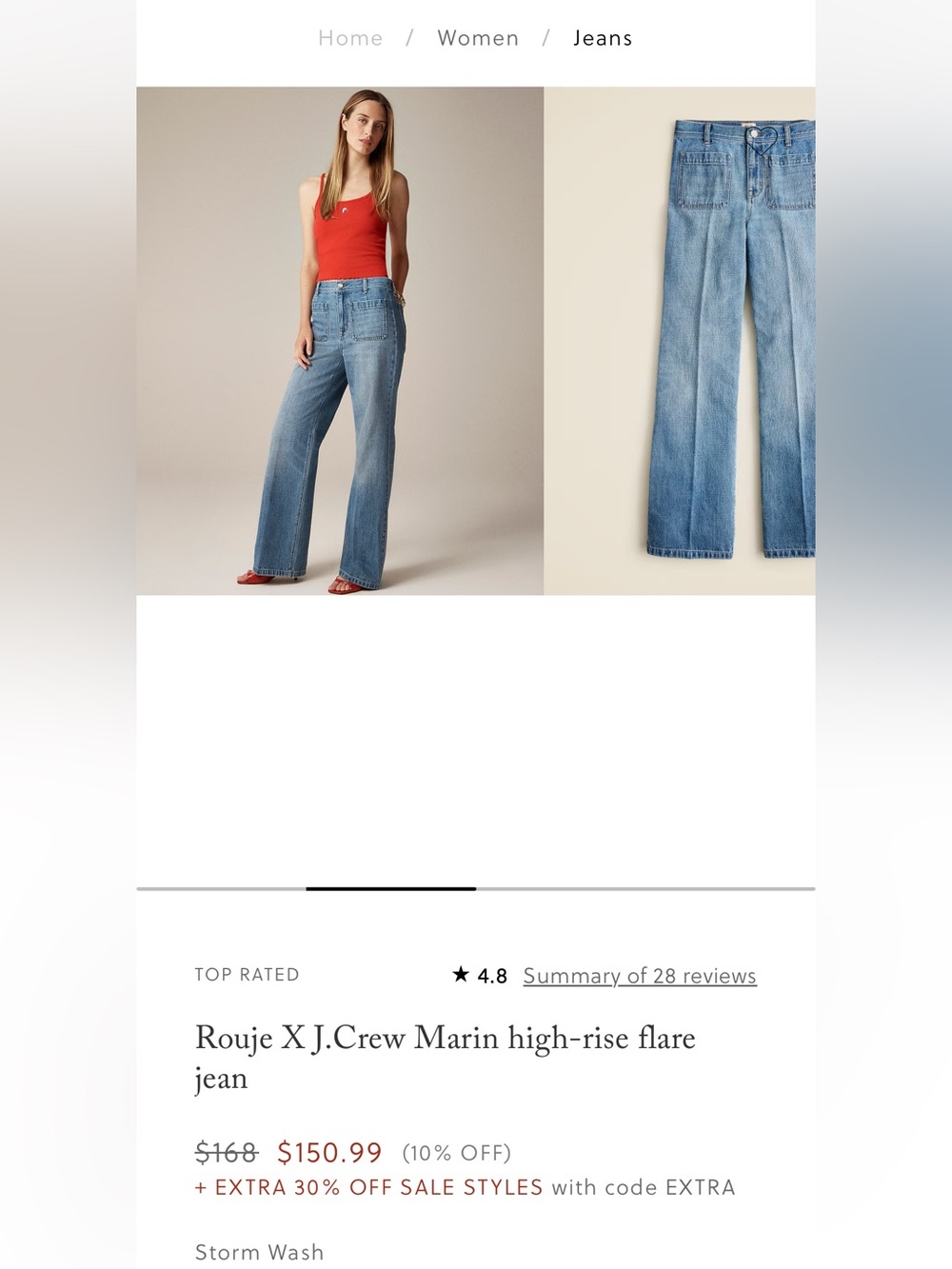 Rouje X J.Crew Marin high-rise flare jean 25
